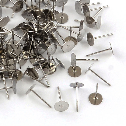 316 Surgical Stainless Steel Flat Round Blank Peg Stud Earring Settings