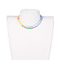 Colliers de foulard en perles de polymère faites main en pâte polymère, avec perles d'espacement en laiton et pièces 304 en acier inoxydable