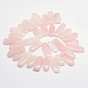 Rectangle Natural Rose Quartz Beads Strands, Top Drilled Beads, 25~40x8~12x6~8mm, Hole: 1mm, about 35pcs/strand, 15.74 inch