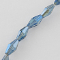 Electroplate Glass Beads Strands, Rainbow Plated, Faceted, Bicone, 8x4x4mm, Hole: 1mm
