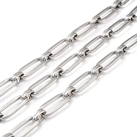 304 Stainless Steel Link Chains, Long-Lasting Plated, Unwelded, Oval, with Spool