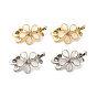 Brass Clear Cubic Zirconia with Synthetic Cat Eye Twister Clasps, Cadmium Free & Lead Free, Flower
