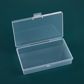 Transparent Plastic Bead Containers, with Hinged Lids, Rectangle