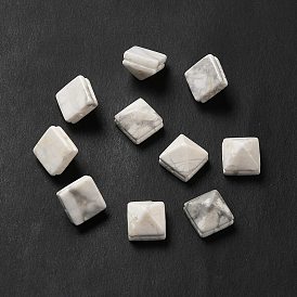 Natural Howlite Beads, Faceted Pyramid Bead