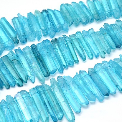 Крашеные природный кварц нитей кристалл самородок из бисера, 22~51x7~9x6~7 мм, отверстие : 1 мм, около 59~62 шт / нитка, 15.3 дюйм