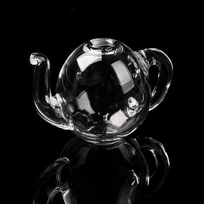 Round Mechanized Blown Glass Teapot, for Stud Earring or Crafts