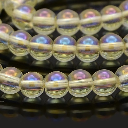 AB Color Plated Glass Round Beads Strands