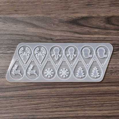 DIY Christmas Theme Teardrop Pendant Silicone Molds, Resin Casting Molds, for UV Resin & Epoxy Resin Jewelry Making