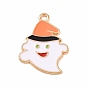 Halloween Alloy Enamel Pendants, Ghost with Hat Charm