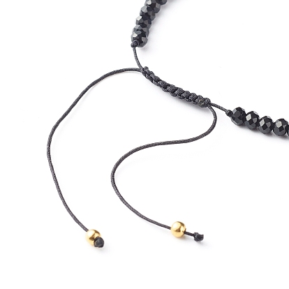Adjustable Nylon Thread Braided Bead Bracelets Set, with Faceted Rondelle Glass Beads, Handmade Evil Eye Lampwork Round Bead