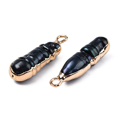 Electrochapa electrochapa perla barroca natural colgantes de perlas keshi, perla cultivada de agua dulce, con fornituras de hierro, encanto ovalado