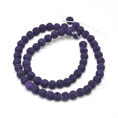 Natural Lava Rock Round Bead Strands, Dyed, 8mm, Hole: 1mm, about 51pcs/strand, 15.75 inch