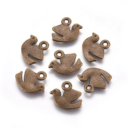 Alloy Charms, Cadmium Free & Lead Free, Dove of Peace, 16x13x1.5mm, Hole: 2mm