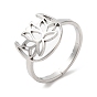 304 anillo ajustable de loto hueco de acero inoxidable para mujer