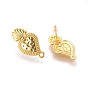 Brass Stud Earring Findings, with Plastic Ear Nuts and Loop, Long-Lasting Plated, Strawberry