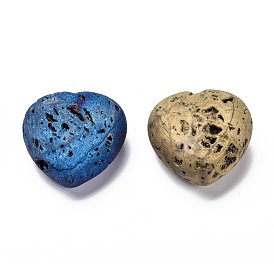 Natural Druzy Agate Beads, Gemstone Heart Palm Stone, Pocket Stone for Energy Balancing Meditation