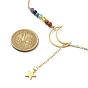 Collier lariat en alliage lune et étoile, collier en acier inoxydable avec perles de pierres mélangées naturelles et synthétiques