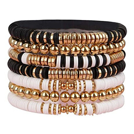 Bracelet coloré en perles d'argile fait à la main avec boule ccb en or pour la mode estivale