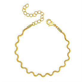 Brass Twist Wave Link Chain Bracelets for Women