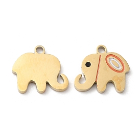 Ion Plating(IP) 316L Surgical Stainless Steel Charms, with Enamel, Elephant Charm