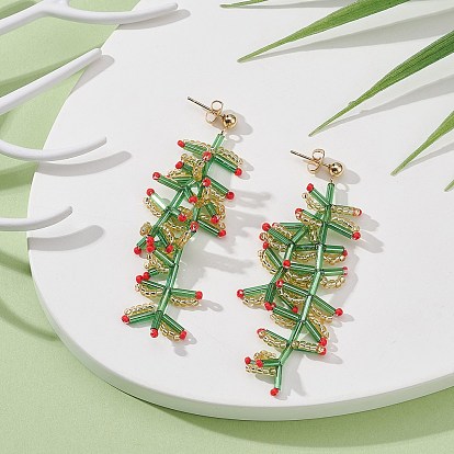 Серьги-гвоздики с плетеными ветками, золотые 304 рождественские серьги из нержавеющей стали для женщин