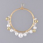 Pendentifs en laiton, avec des perles de verre rondelles, Perles en verre nacré, fil de cuivre, anneaux de liaison en laiton et perles rondes