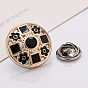 Plastic Brooch, Alloy Pin, with Rhinestone, Enamel, for Garment Accessories, Round with Flower & Square