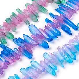 Naturelles cristal de quartz brins de perles, pendentifs pointus, facette, colonne, teint, deux tons