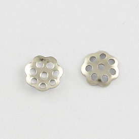 304 Stainless Steel Flower Bead Caps, 6x0.5mm, Hole: 1mm