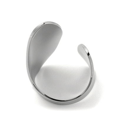 304 Stainless Steel Open Cuff Ring, Twist Wide Ring for Women