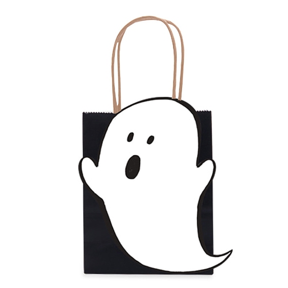 10Pcs Halloween Ghost Paper Candy Bags with Handles, Gift Bag Party Favors, Rectangle