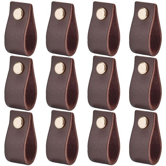 Manijas rectangulares de cuero para cajones, con tornillo de hierro