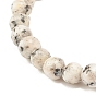 Pulsera elástica con cuentas redondas de jaspe sésamo natural/jaspe kiwi, joyas de piedras preciosas para mujeres