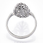304 Stainless Steel Hollow Out Oval Adjustable Ring, Wide Band Ring for Women