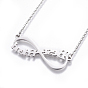 304 Stainless Steel Pendant Necklaces, with Cable Chains, Infinity with Word Best Friend
