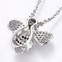 304 Stainless Steel Pendant Necklaces, with Cubic Zirconia, Bees