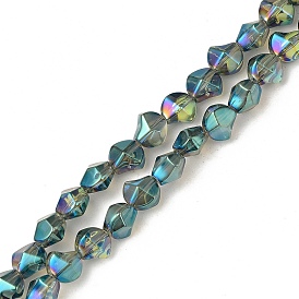 Electroplate Transparent Glass Beads Strands, Full Rainbow Plated, Twist