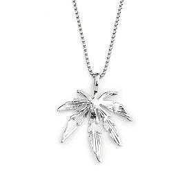 201 Stainless Steel Chain, Zinc Alloy Pendant Necklaces, Leaf