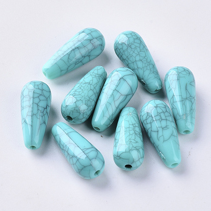Perles acryliques, style de turquoise d'imitation, larme