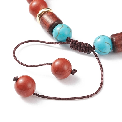 Плетеный браслет из натуральных драгоценных камней, синтетической бирюзы и дерева, украшения из драгоценных камней для женщин