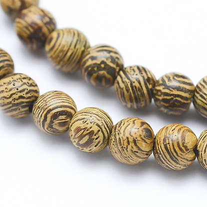 Natural Wenge Wood Beads Strands, Round, Dyed