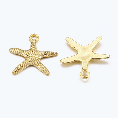 Tibetan Style Alloy Pendants, Lead Free and Cadmium Free, Starfish/Sea Stars, 19.5x19x2mm, Hole: 2mm