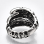 Alloy Cuff Finger Rings, Wide Band Rings, Skull