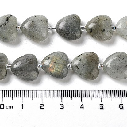 Chapelets de perles labradorite naturelle , avec des perles de rocaille, cœur
