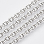 304 chaînes de câbles en acier inoxydable, chaînes de coupe de diamant, non soudée, facette, avec bobine, ovale