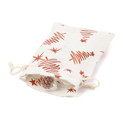 Сумка из хлопчатобумажной ткани с рождественской тематикой, шнурок сумки, для рождественской вечеринки закуски подарочные украшения