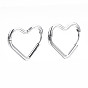 201 Stainless Steel Heart Hoop Earrings, Hinged Earrings for Women