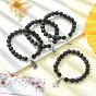 Natural & Synthetic Mixed Gemstone Beaded Stretch Bracelets with Alloy Charms