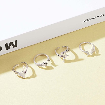 925 anillo abierto de fénix de plata esterlina con zirconia cúbica para mujer