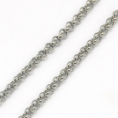 Trendy Unisex 201 Stainless Steel Cross Rolo Chain Necklaces, with Lobster Claw Clasps